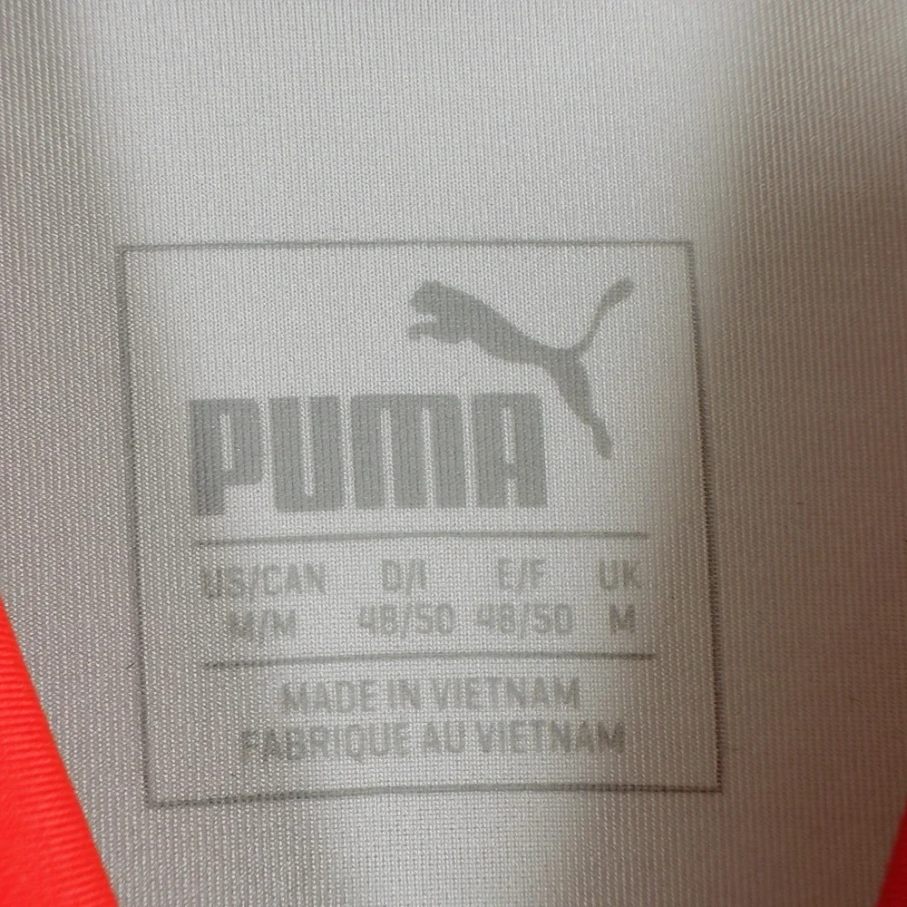 PUMA Polo Shirt Men M Golf Red Striped Short Sleeve Performance Athletic
